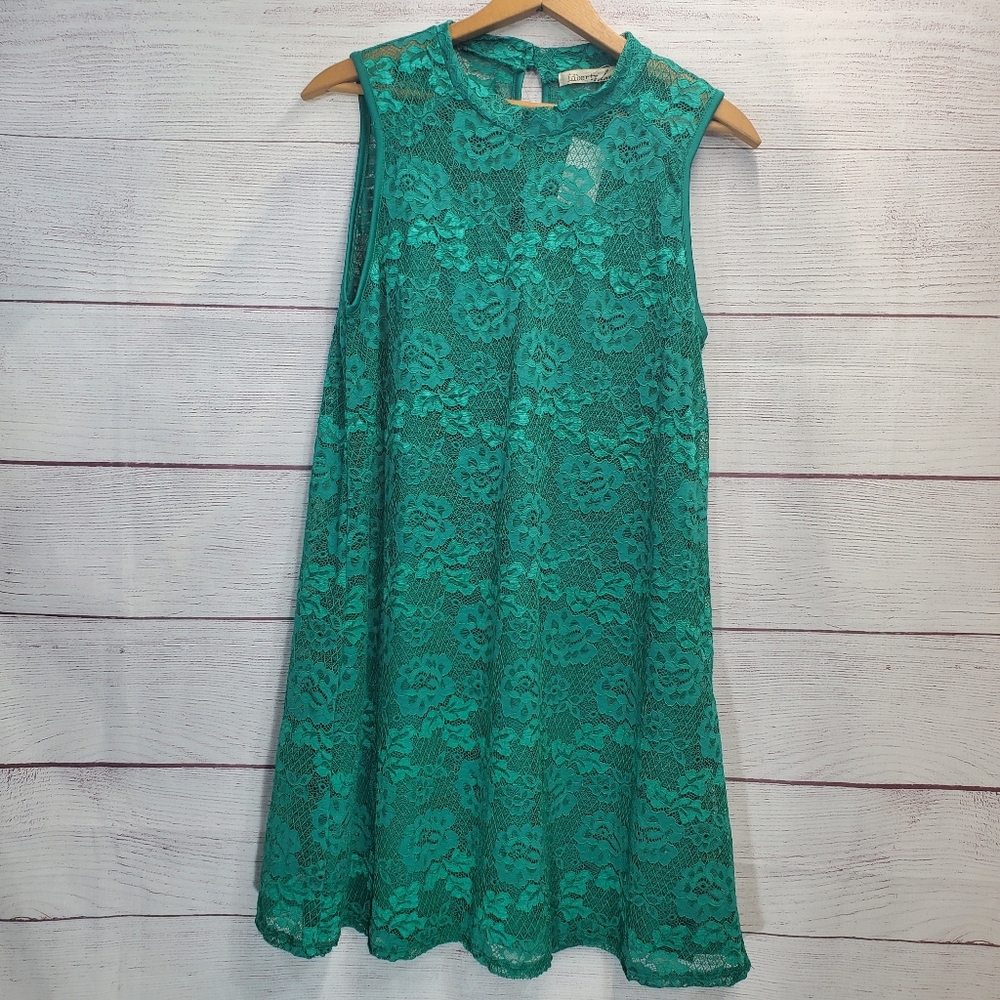 Liberty Love Emerald Green Lace A-Line Sleeveless Dress Size XL NWT